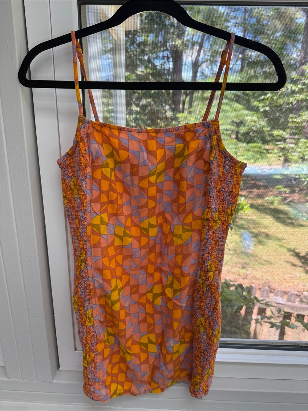 RVCA Orange Geometric Mini Dress with Sz L